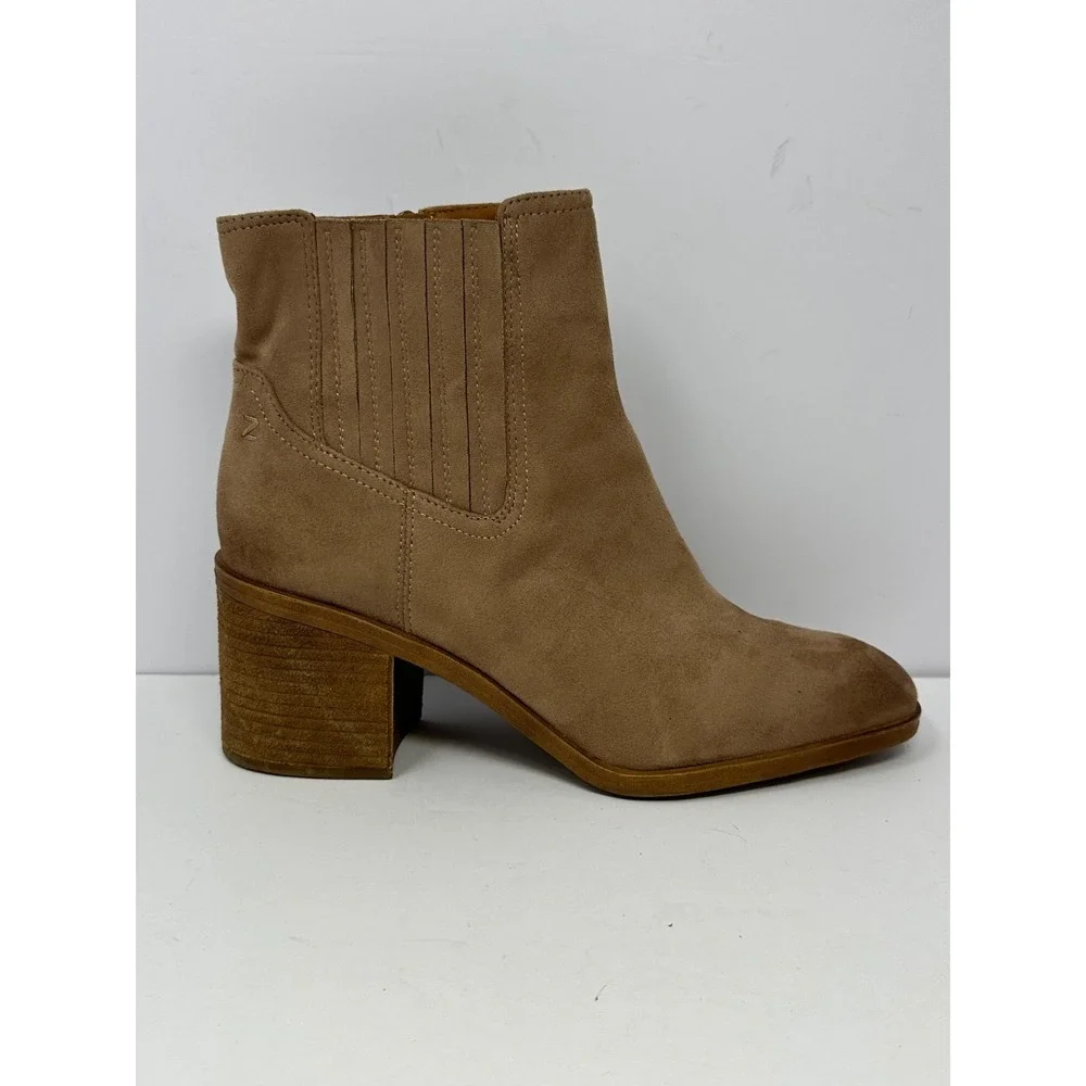 Zodiac Lucinda Tan Zip Faux Suede Heal Ankle Booties Women's Sz 10 M Boots Z3